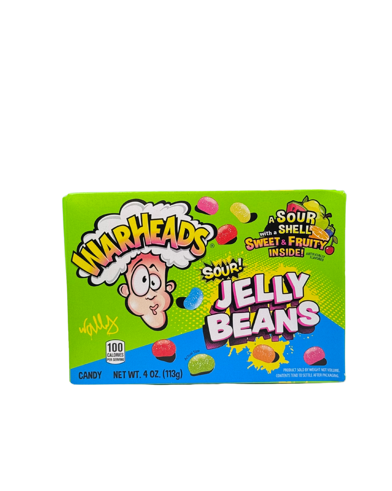 Verpakking Warheads Jelly Beans Sour met kleurrijke zure jelly beans – 113 gram Amerikaans snoep


