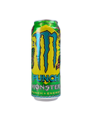  Gele en groene Monster Punch blik met tropisch Rio Punch design en energieboost