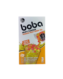 Instant boba kit met passievrucht groene thee smaak, inclusief kleurrijke fruitparels, poeder en papieren rietjes

