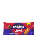 Verpakking van Cadbury Dairy Milk Biscoff chocoladereep met Lotus koekje

