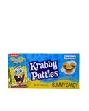 Blauwe verpakking Krabby Patties gummy snoep met originele burgervorm en SpongeBob afbeelding
