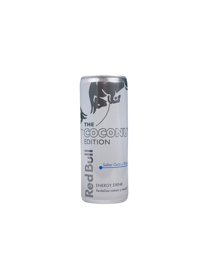 Witte blik Red Bull Coconut Edition energy drink met kokos en açaí smaak


