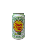 Lichtgroen blikje Chupa Chups frisdrank met meloen en room smaak en speelse uitstraling

