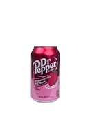 Roze metallic blikje Dr Pepper met aardbeien-illustratie en romige accenten

