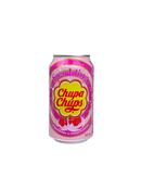 Roze blikje Chupa Chups frisdrank met aardbei en room smaak, bruisend en speels design

