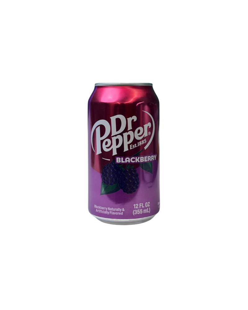 Paars blikje Dr Pepper met bramensmaak en modern design

