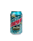 Turquoise blikje Mountain Dew Baja Blast met tropische lime splash design

