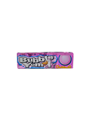 Roze verpakking van Bubble Yum kauwgom met cartoon-eend en grote roze bubbel op de voorkant
