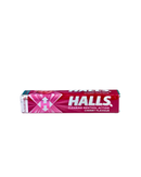 Rood-roze verpakking van Halls snoep met kersensmaak en mentholwerking