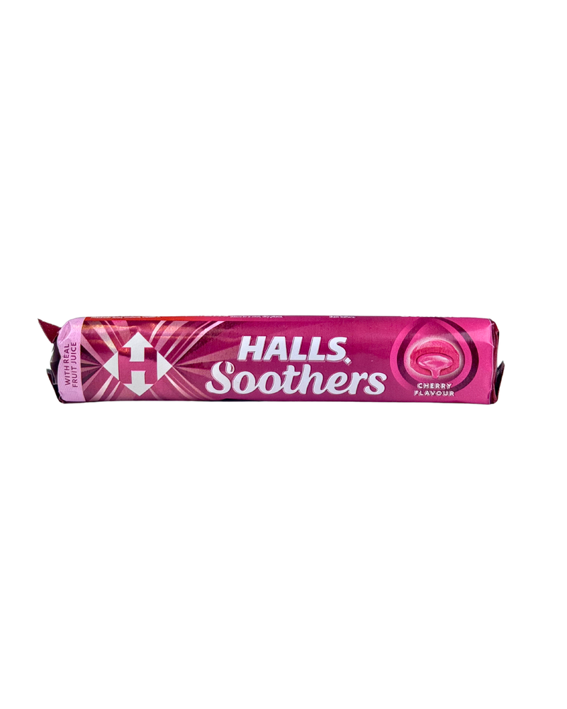 Roze verpakking Halls Soothers met zachte kersensmaak, keelsnoep
