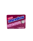Rode verpakking met kersensmaak kauwgom van Mentos, 12 suikervrije gums

