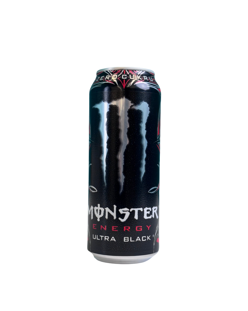 Zwart blik Monster Ultra Black energiedrank met rood-witte accenten en suikervrije formule