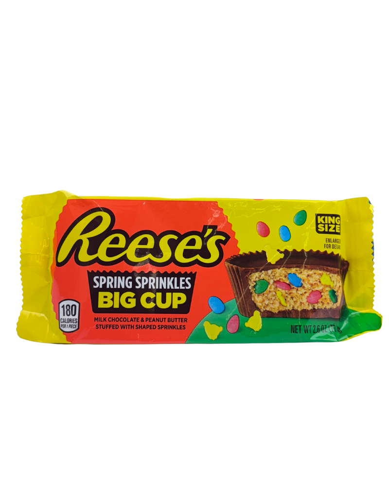 : Reese’s Big Cup met lente-sprinkles, melkchocolade en pindakaas.
