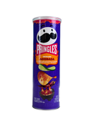 Paarse Pringles koker met Enchilada Adobada smaak, limoen en vurige chip illustratie