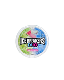 Ronde verpakking Ice Breakers Duo met watermeloensmaak en koelkristallen

