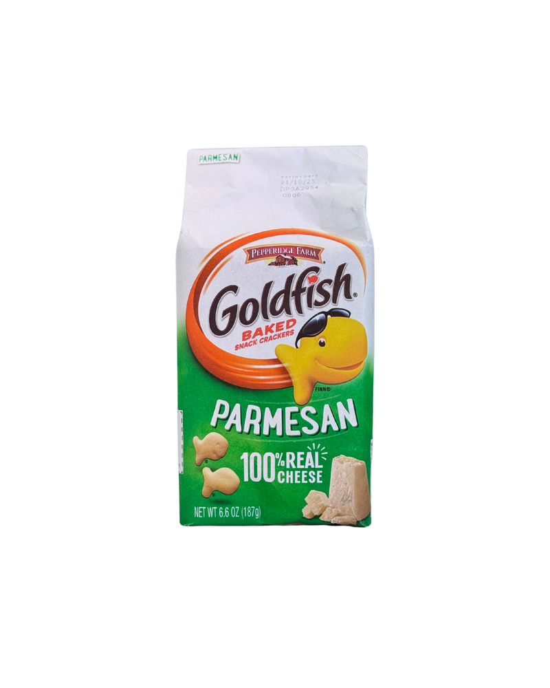Groene Goldfish verpakking met Parmezaanse kaas en goudvis crackers