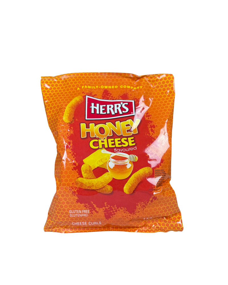  Zak oranje Herr’s Honey Cheese chips met honingpot en kaas curls