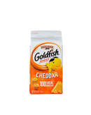 Witte verpakking Goldfish Cheddar met oranje visvormige crackers en kaasblok