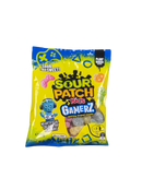 Gele zak Sour Patch Gamerz snoep met gamingvormige zuur-snoepjes en headset character