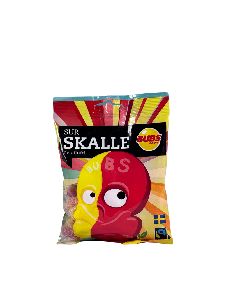 Zak BUBS Sur Skalle met rood-gele zure skull snoepjes